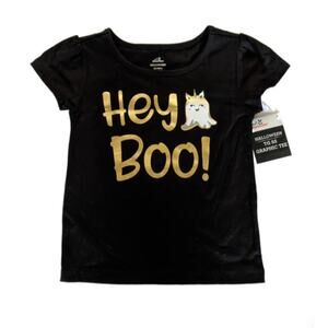 4/$20 2T Halloween UNICORN Baby Girl T-Shirt Blouse HEY BOO! Black Gold new